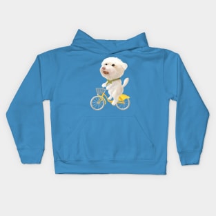 Dog riding a bike Kids Hoodie